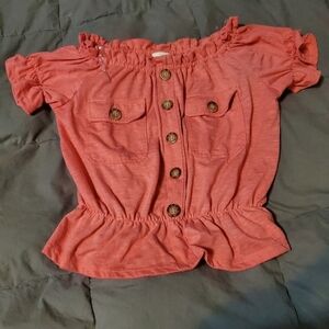 Self esteem salmon pink colored button crop top